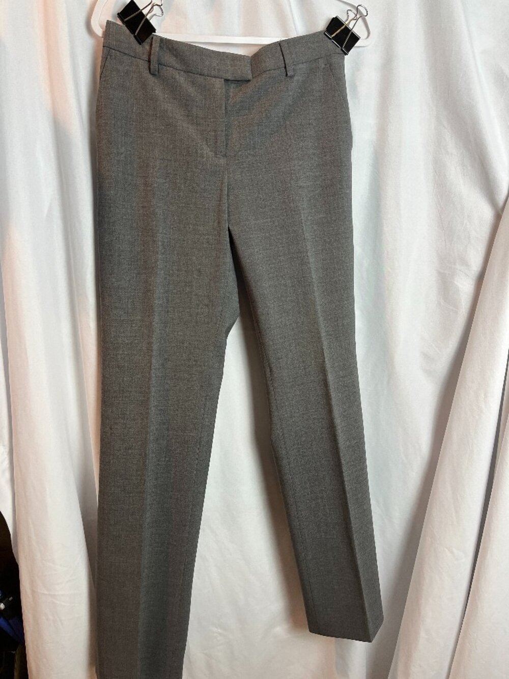 Women's Classic Grey Brooks Brothers Wool Flat Front Trousers, Size 2
